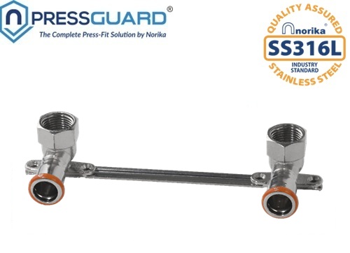 Stainless Steel 316L Press Fit Double Elbow Wall Mounted Plate